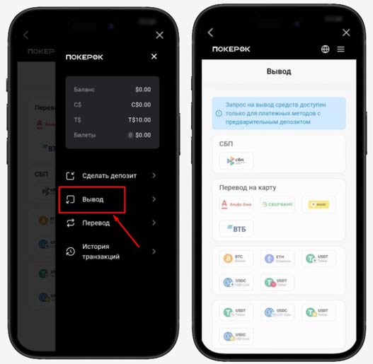 Вывод выигрышей из PokerOK